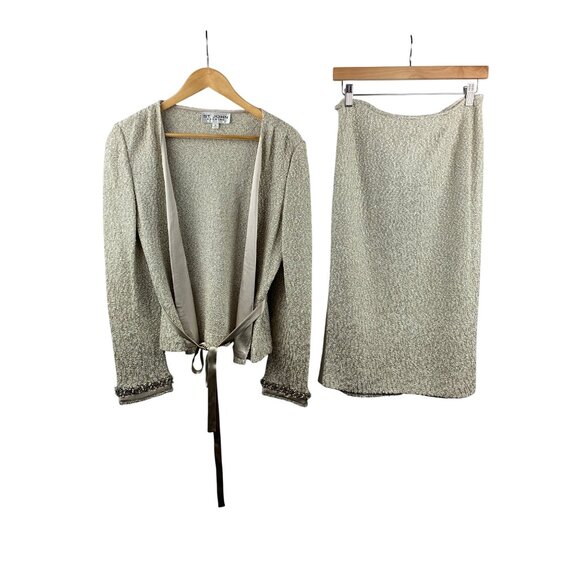 Women's St. John Evening Gray Set with Beaded Accent Size 8 - Picture 1 of 14